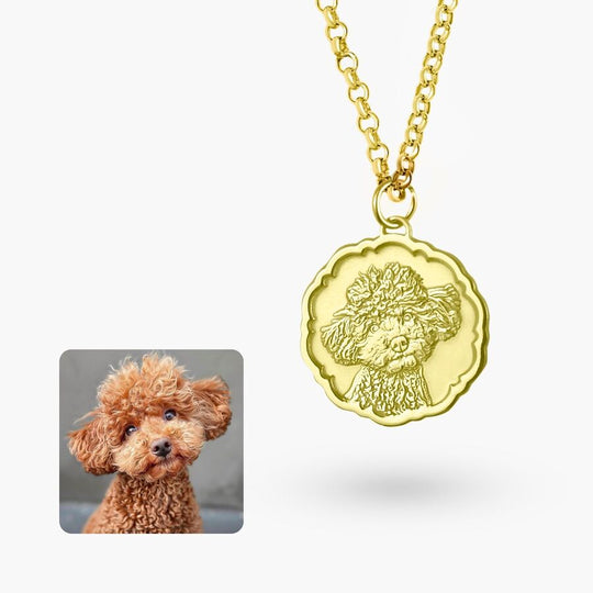 Pendentif rond festonné avec portrait, argent 925