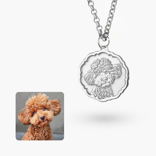 Pendentif rond festonné avec portrait, argent 925