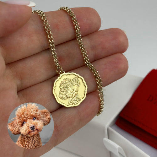 Pendentif rond festonné avec portrait, argent 925