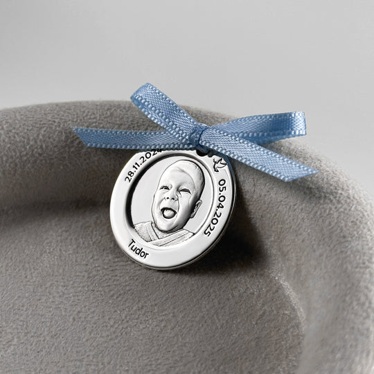 Klassische Münze mit Babyfoto, 23,5 mm (925 Silber)