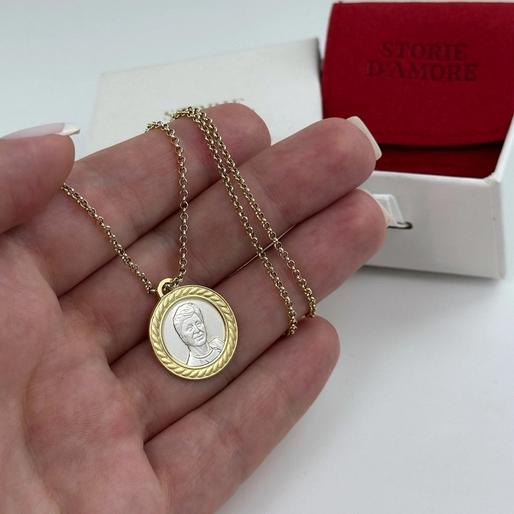 Runder Anhänger mit dekorativem Rahmen, 925 Silber