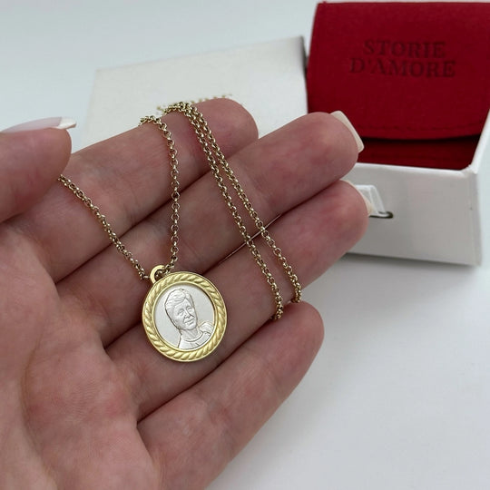 Runder Anhänger mit dekorativem Rahmen, 925 Silber