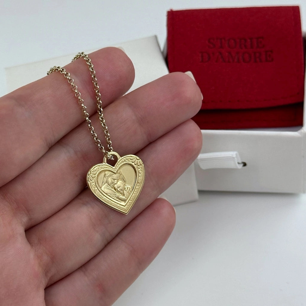 Ornamentaler Herz-Porträtanhänger, 925 Silber