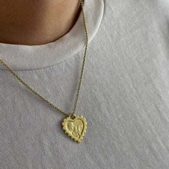 Herz-Porträtanhänger mit gewelltem Rand, 925 Silber