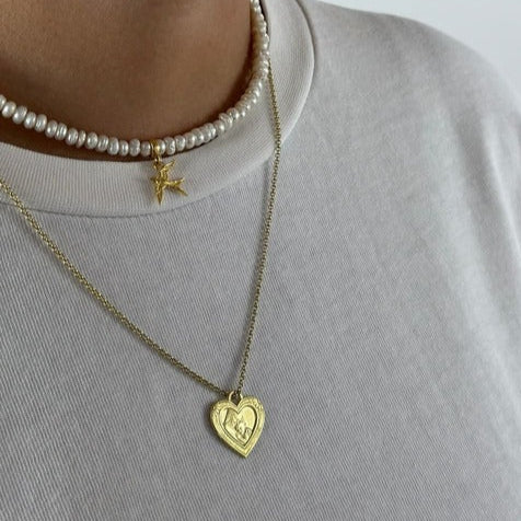 Ornamentaler Herz-Porträtanhänger, 925 Silber