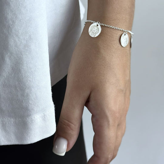 Armband mit mehreren Charms, 925 Silber