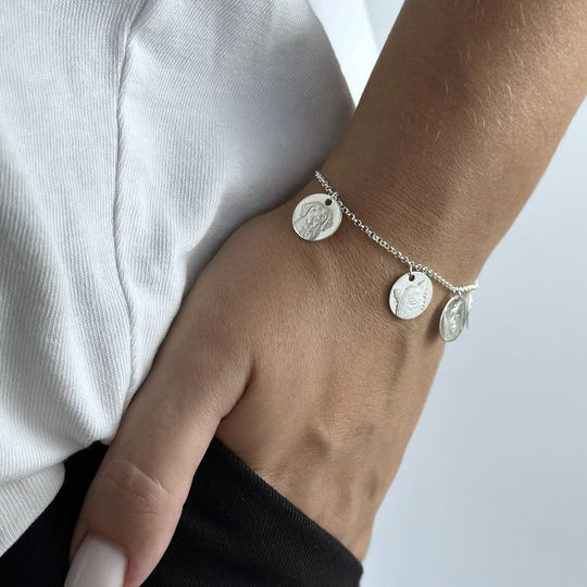 Armband mit mehreren Charms, 925 Silber