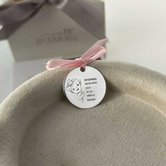 Pièce personnalisée “Bébé fille”, 25 mm (argent 925)