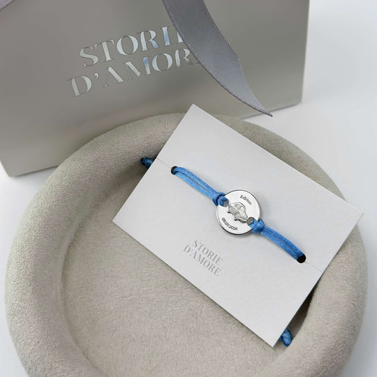 Armband mit rundem Charm und Auto-Gravur, 925 Silber