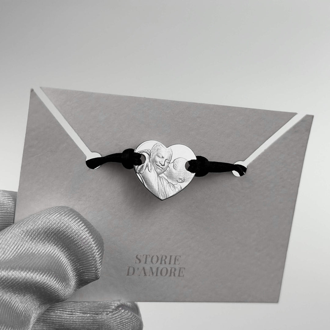 Mittleres Herzarmband mit Porträt, 925 Silber