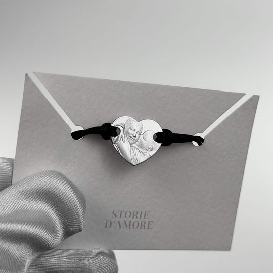 Mittleres Herzarmband mit Porträt, 925 Silber