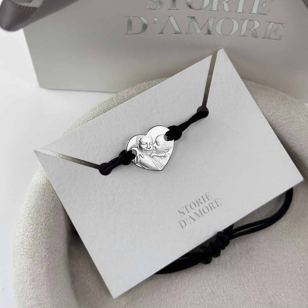 Mittleres Herzarmband mit Porträt, 925 Silber