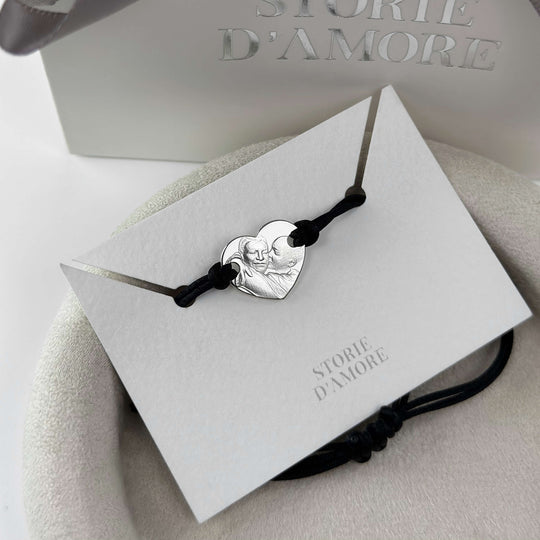 Mittleres Herzarmband mit Porträt, 925 Silber