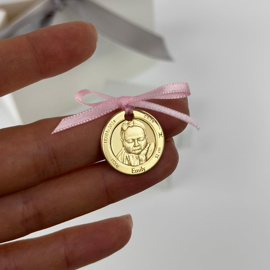 Klassische Münze mit Babyfoto, 19 mm (925 Silber)