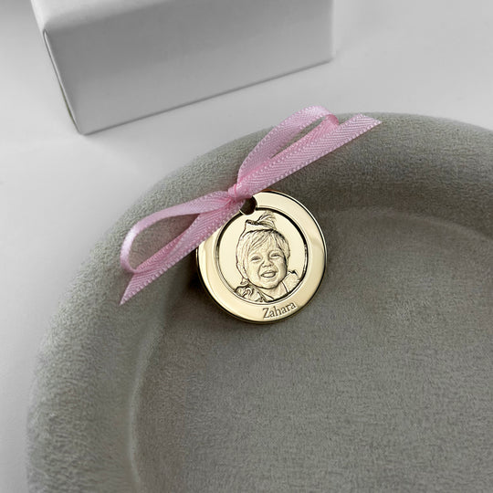 Klassische Münze mit Babyfoto, 23,5 mm (925 Silber)