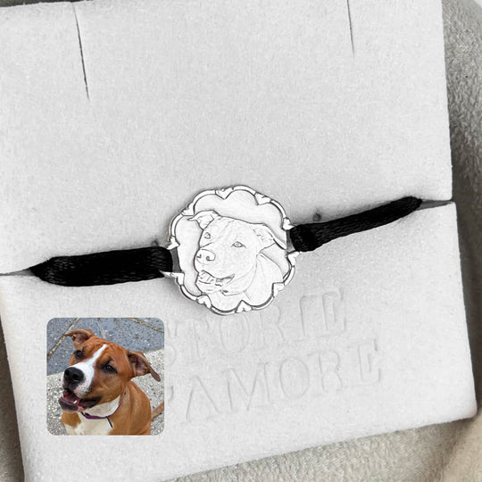 Herzrahmen-Armband mit Haustierporträt, 925 Silber