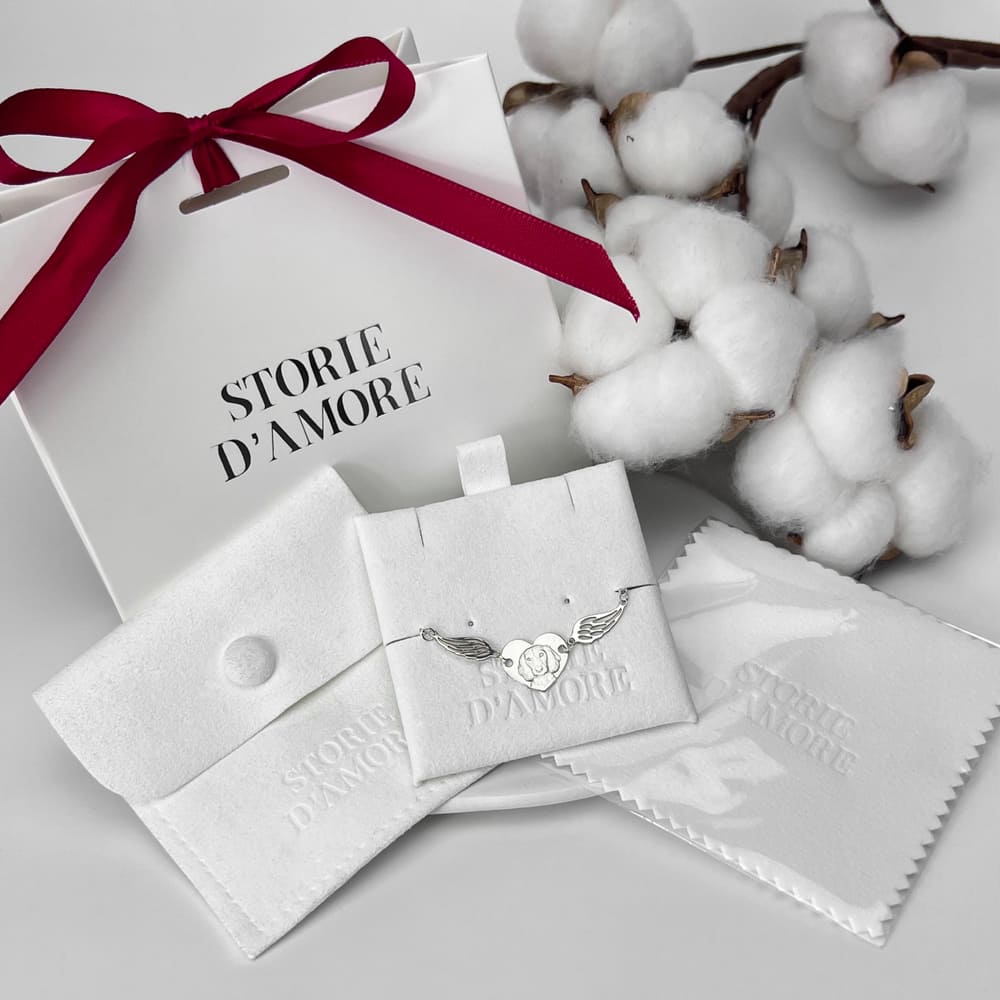 Armband mit Herz und Flügeln, 925 Silber