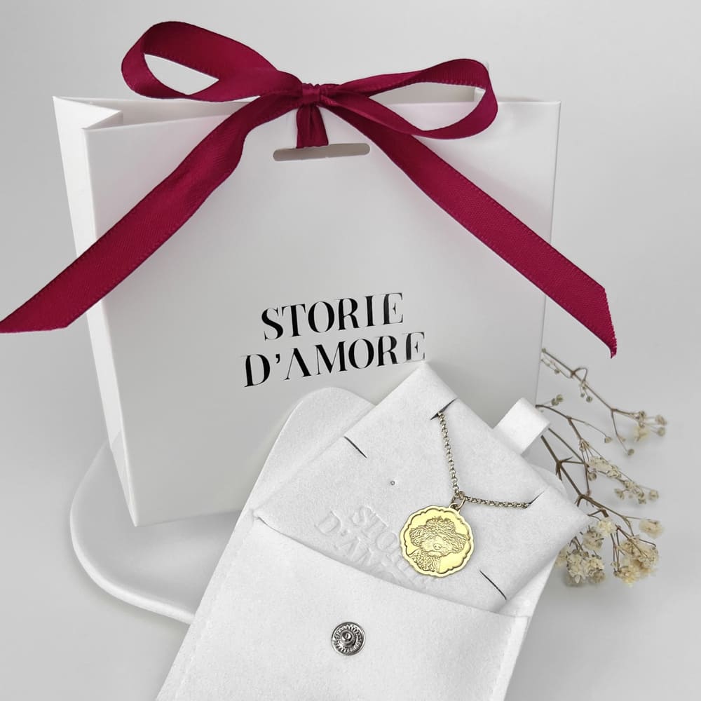 Pendentif rond festonné avec portrait, argent 925