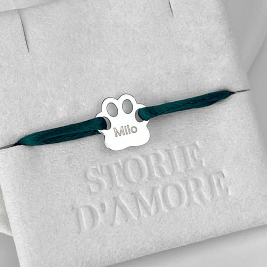 Pfoten-Armband mit Wunschtext, 925 Silber