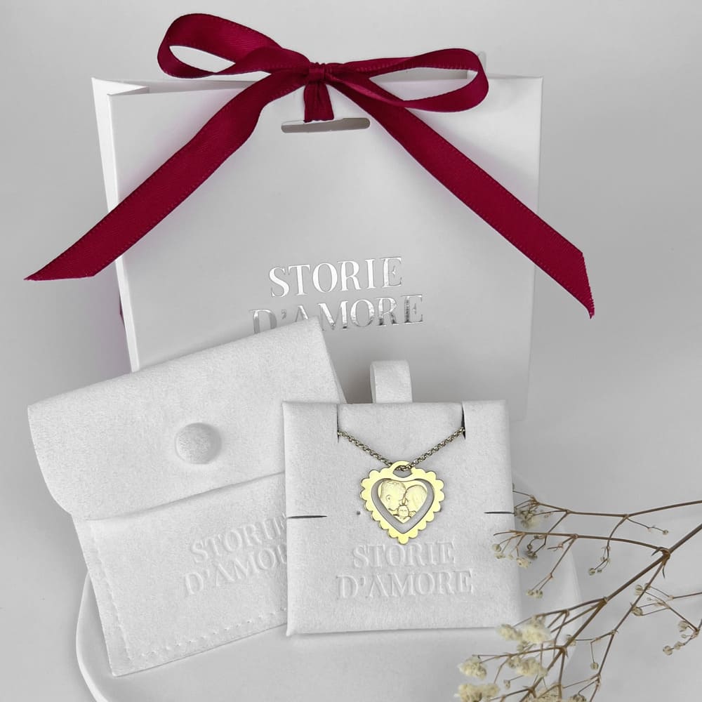 Herzanhänger mit dekorativem Rand, 925 Silber