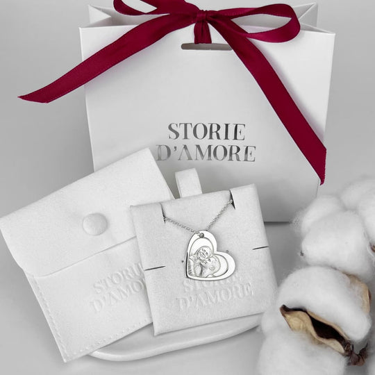 Herzanhänger mit Porträt, 925 Silber