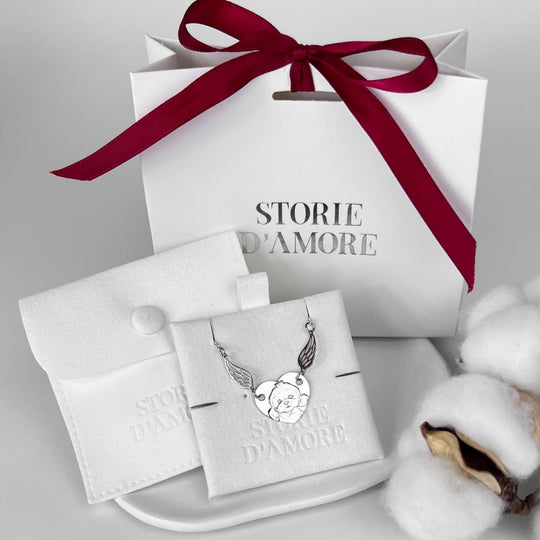 Herzanhänger mit Engelsflügeln, 925 Silber