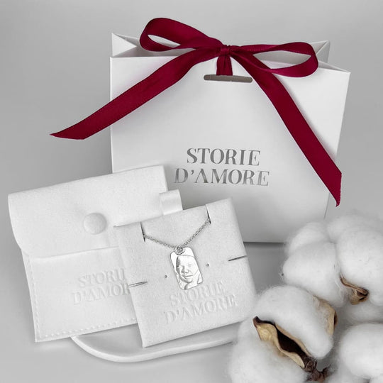 Rechteckiger Anhänger mit Baby-Ultraschallgravur, 925 Silber