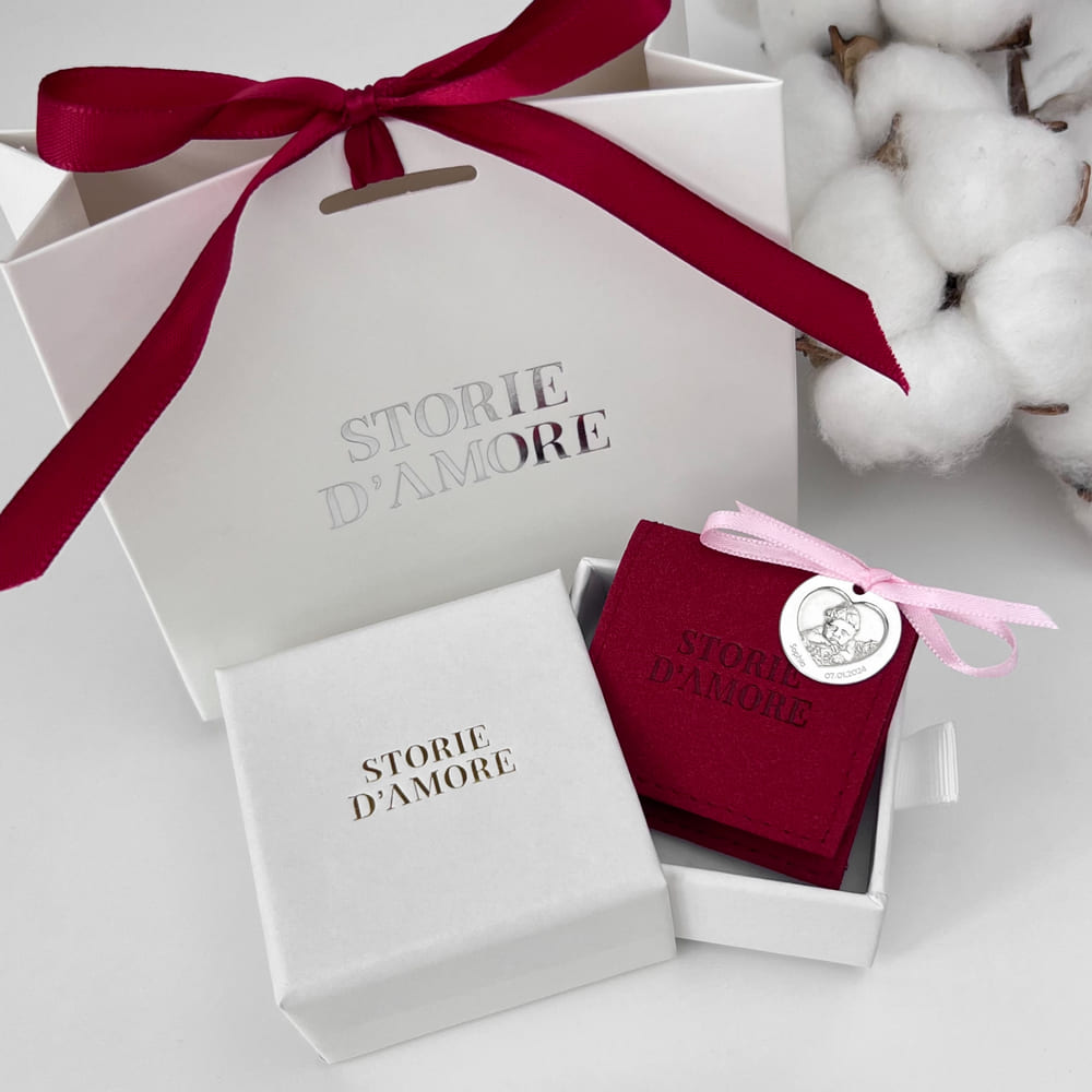 Baby-Münze mit Foto und Herzausschnitt, 19 mm (925 Silber)