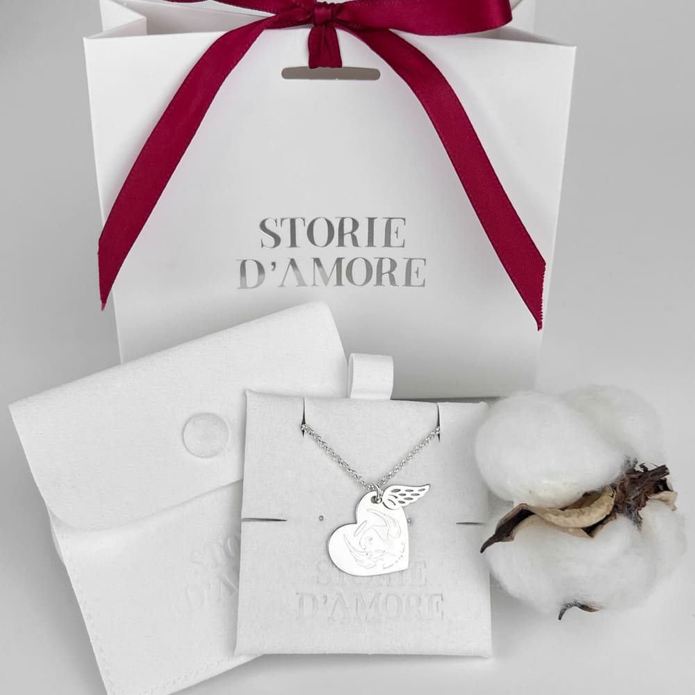 Engelsflügel Herz Anhänger, Sterlingsilber 925