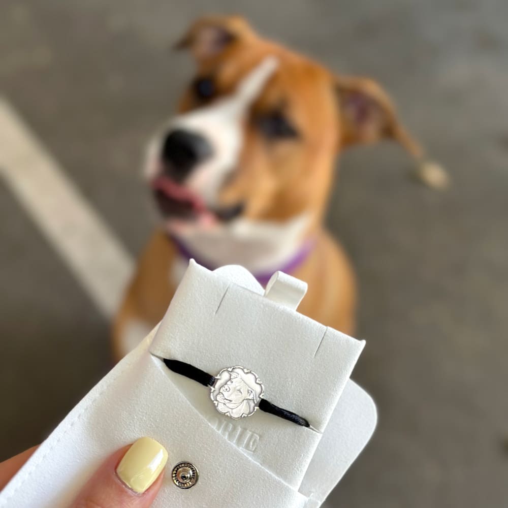 Bracelet cadre cœur avec portrait d'animal de compagnie, argent 925