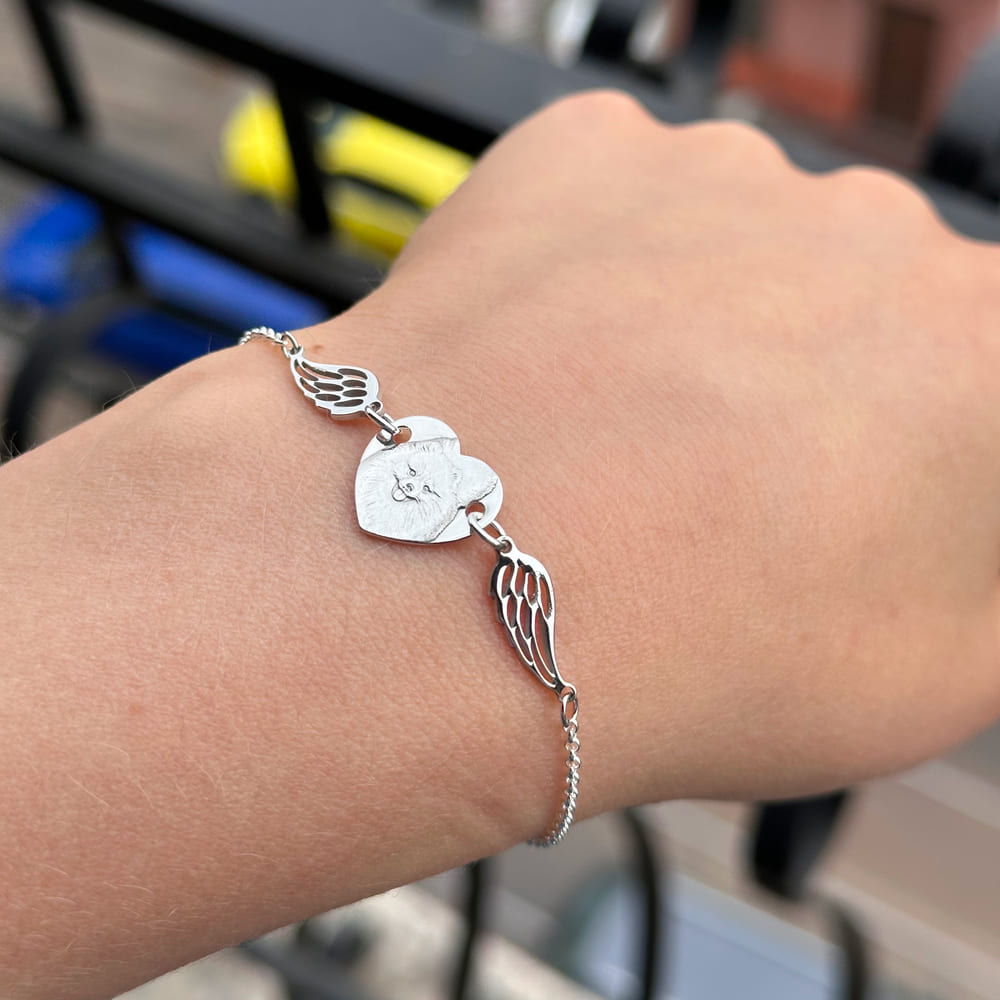 Armband mit Herz und Flügeln, 925 Silber