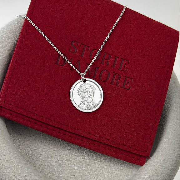 Runder Anhänger mit klassischem Rahmen, 925 Silber