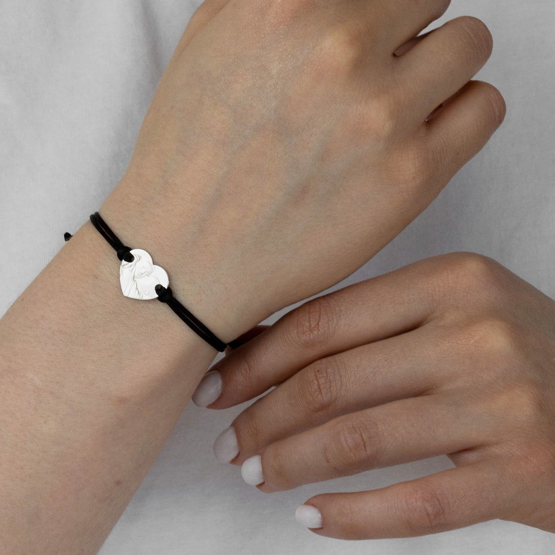 Mittleres Herzarmband mit Porträt, 925 Silber