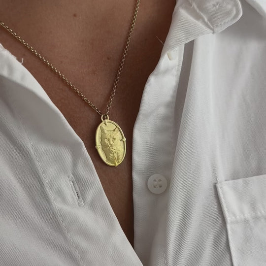 Oval-Anhänger mit Muster, 925 Silber