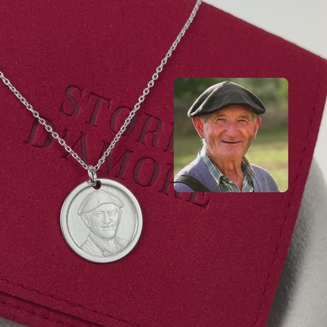 Runder Anhänger mit klassischem Rahmen, 925 Silber