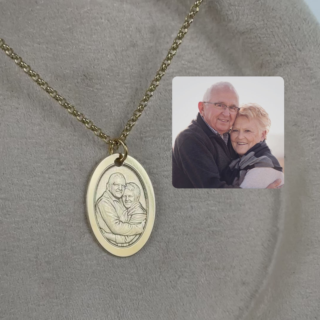 Ovaler Porträtanhänger, 925 Silber