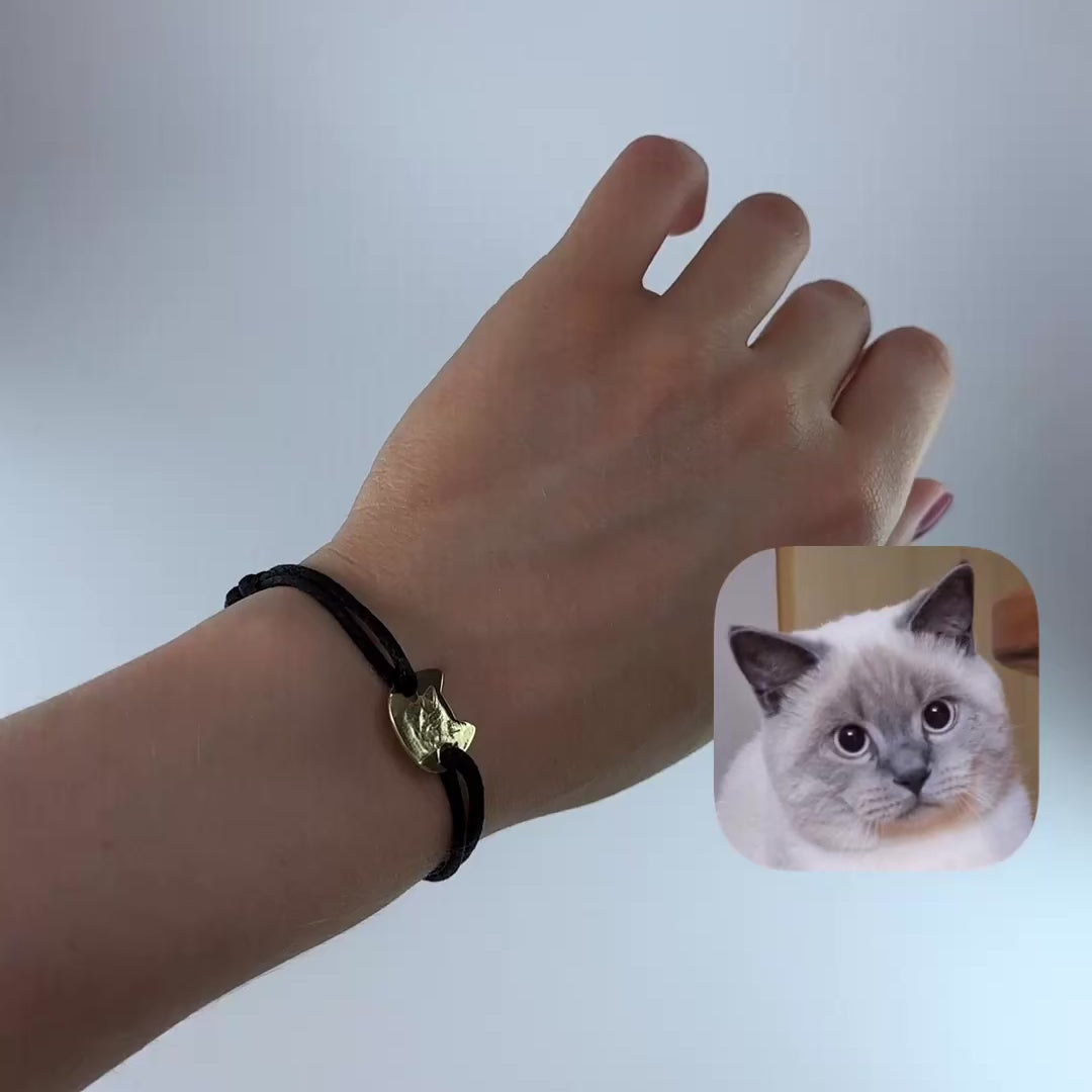 Katzenkopf-Armband, 925 Silber