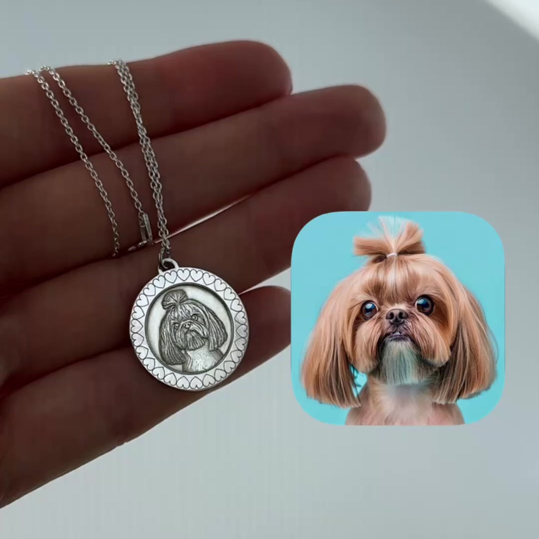 Runder Anhänger mit Herz-Rahmen, 925 Silber