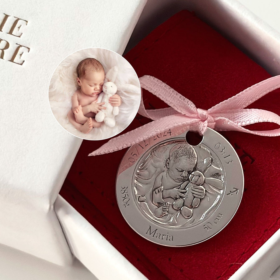 Klassische Münze mit Babyfoto, 23,5 mm (925 Silber)