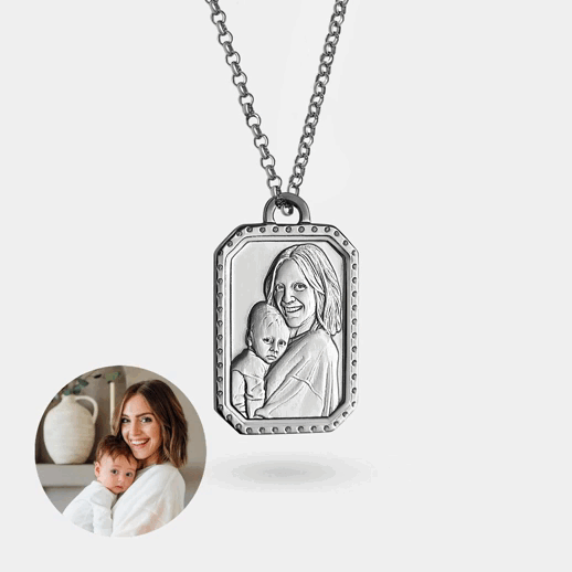 Patterned frame Pendant, 925 Silver