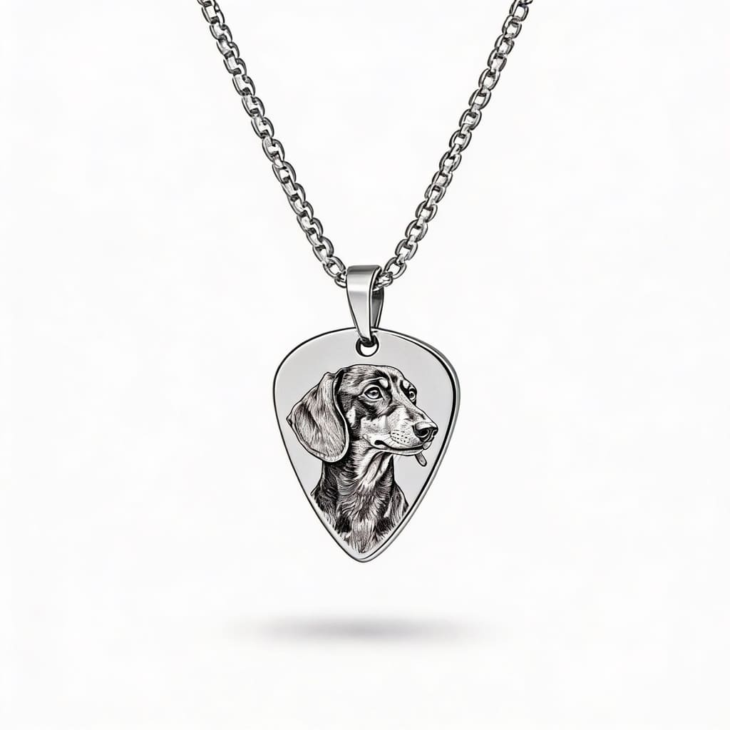 Colier tip pană de chitară cu animal de companie