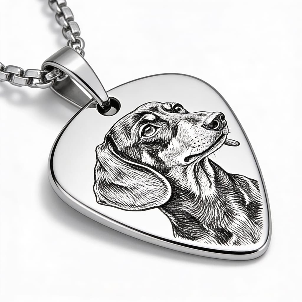 Colier tip pană de chitară cu animal de companie