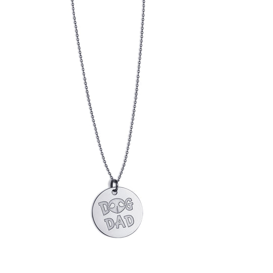 Circle Pendant, 925 Silver "Dog Dad"