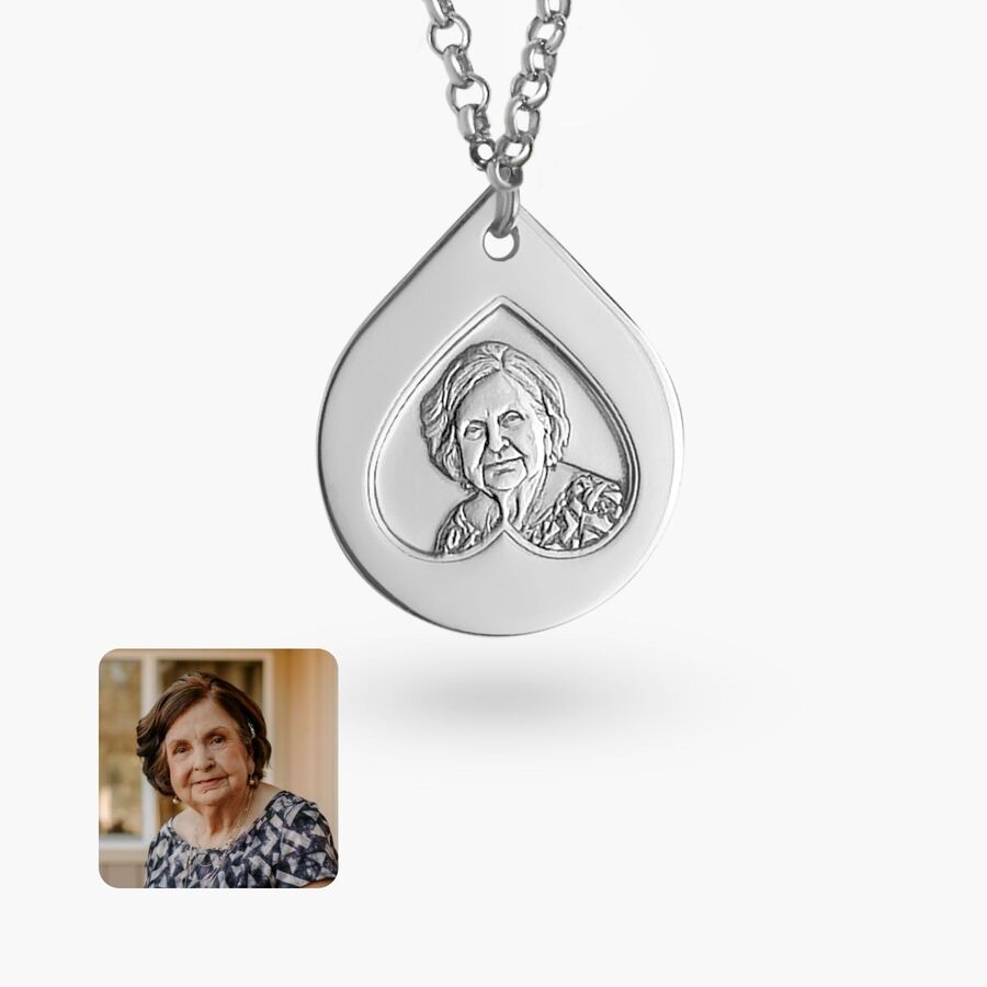 Tropfenförmiger Herzanhänger, 925 Silber