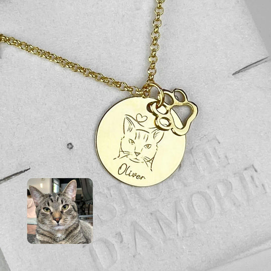 Runder Anhänger mit Tiergravur, Sterlingsilber 925