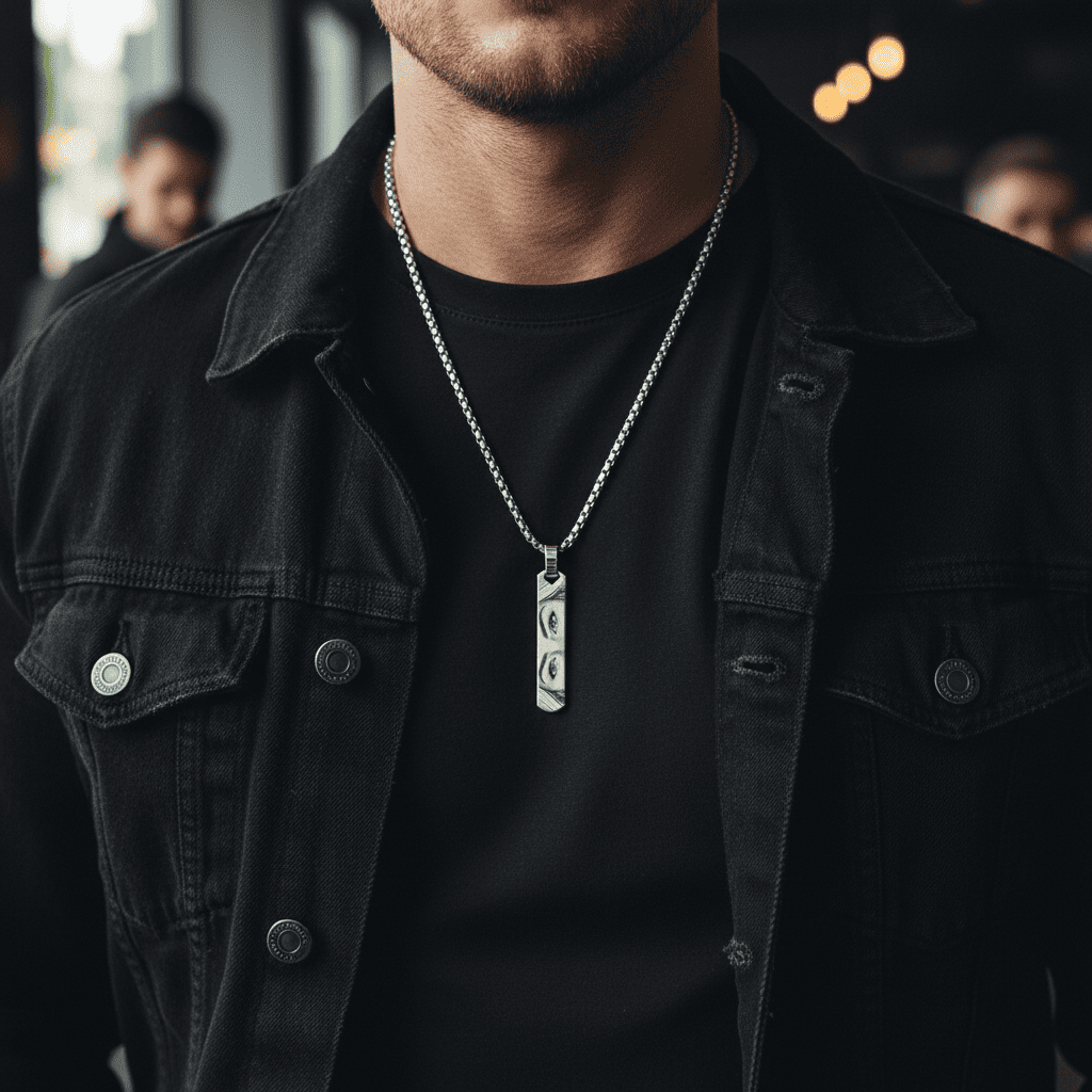 Pandantiv pentru bărbați cu gravură de ochi