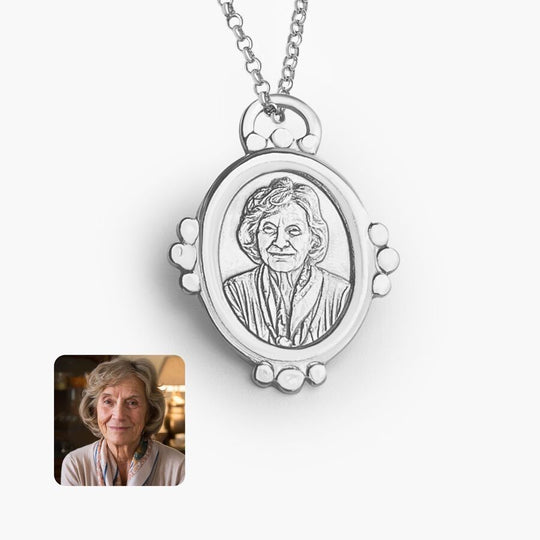 Dekorativer Perlen-Ovalanhänger, 925 Silber