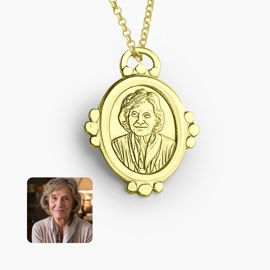 Dekorativer Perlen-Ovalanhänger, 925 Silber