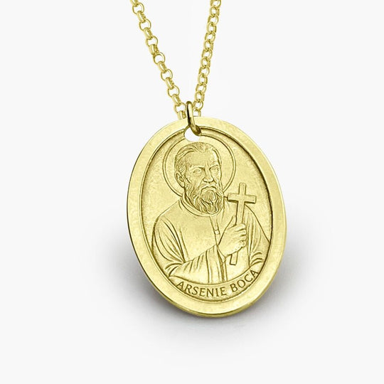 Oval Pendant with Saint Arsenie Boca, 925 Silver