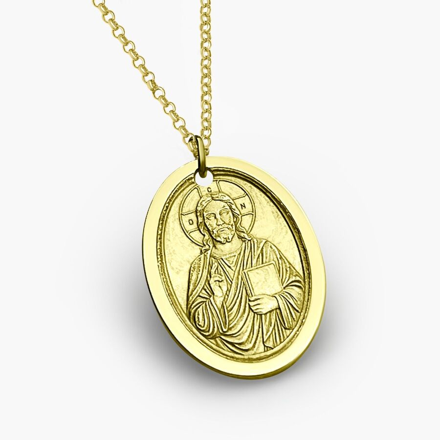 Oval Pendant with Jesus Christ, 925 Silver